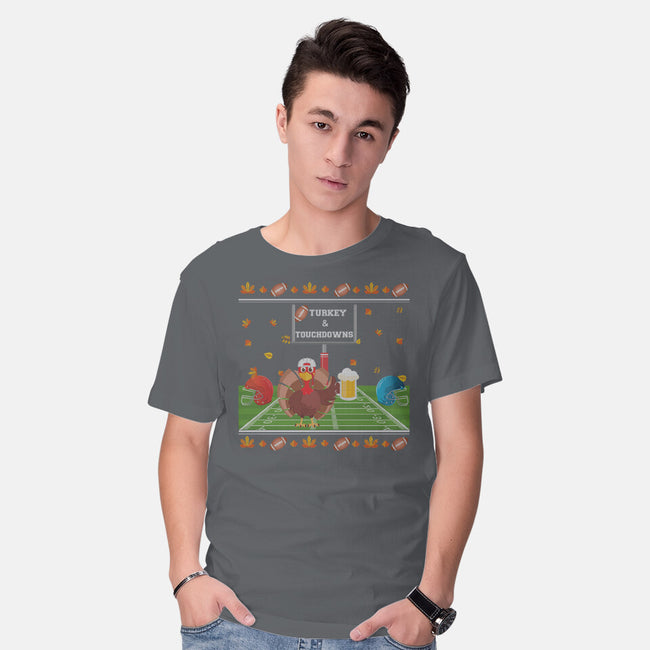 Turkey and Touchdowns-mens basic tee-RivalTees