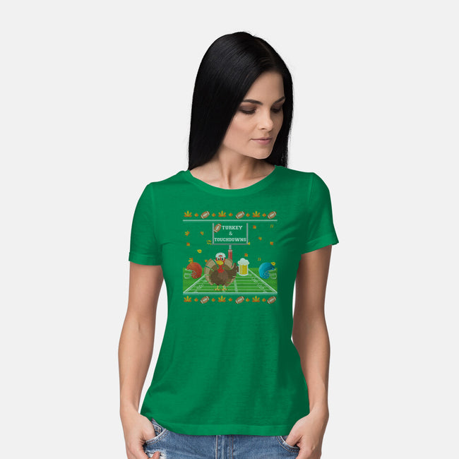 Turkey and Touchdowns-womens basic tee-RivalTees