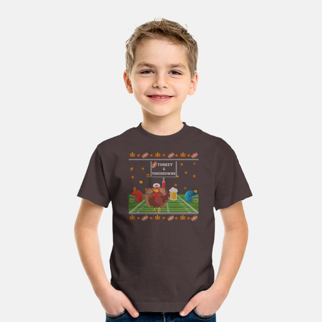 Turkey and Touchdowns-youth basic tee-RivalTees