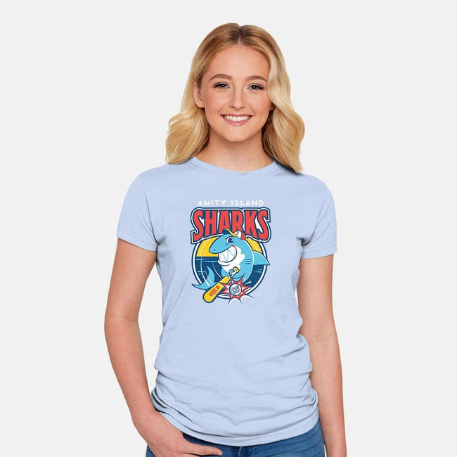 Amity Island Sharks-womens fitted tee-Dave Perillo